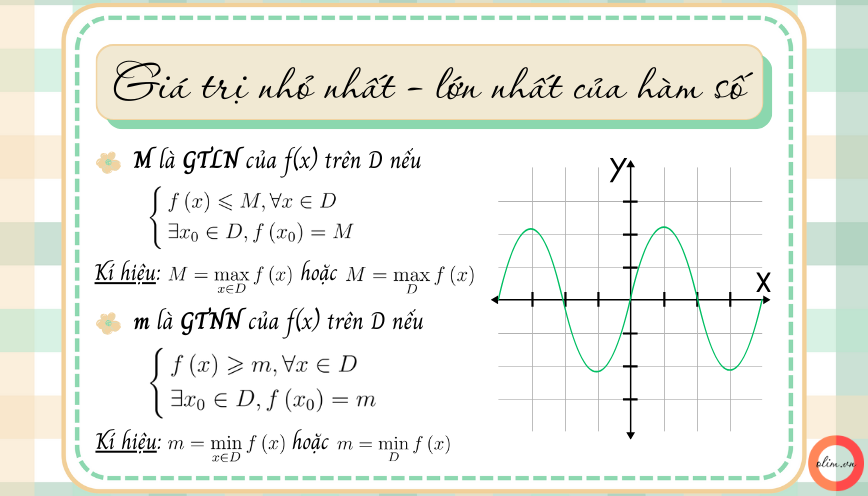 Tìm giá trị lớn nhất nhỏ nhất của hàm số